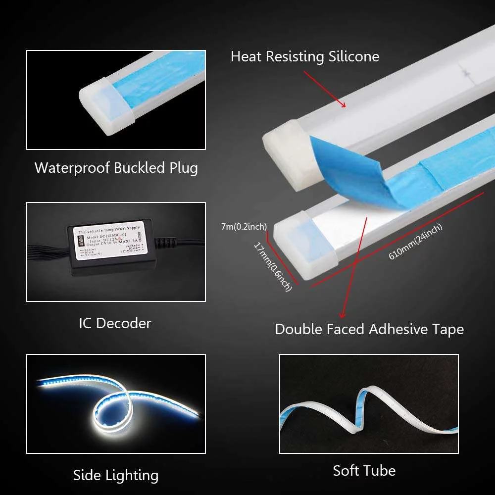 CINTA LED 60CM PARA AUTO (PAR) AZUL OSCURO