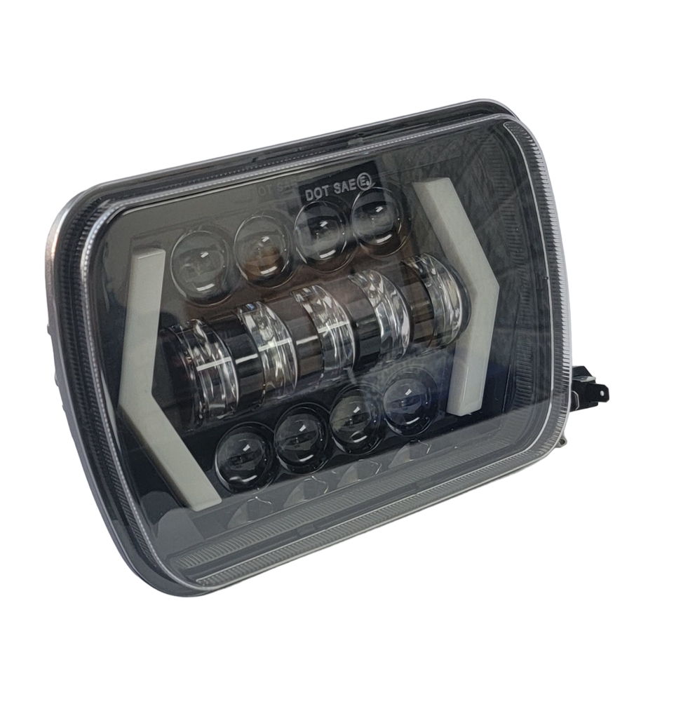 FARO LED 7´´ RECT. 10-30V 65W ALT/BAJ C/CRUCE AMBAR 65MM (UNIDAD)