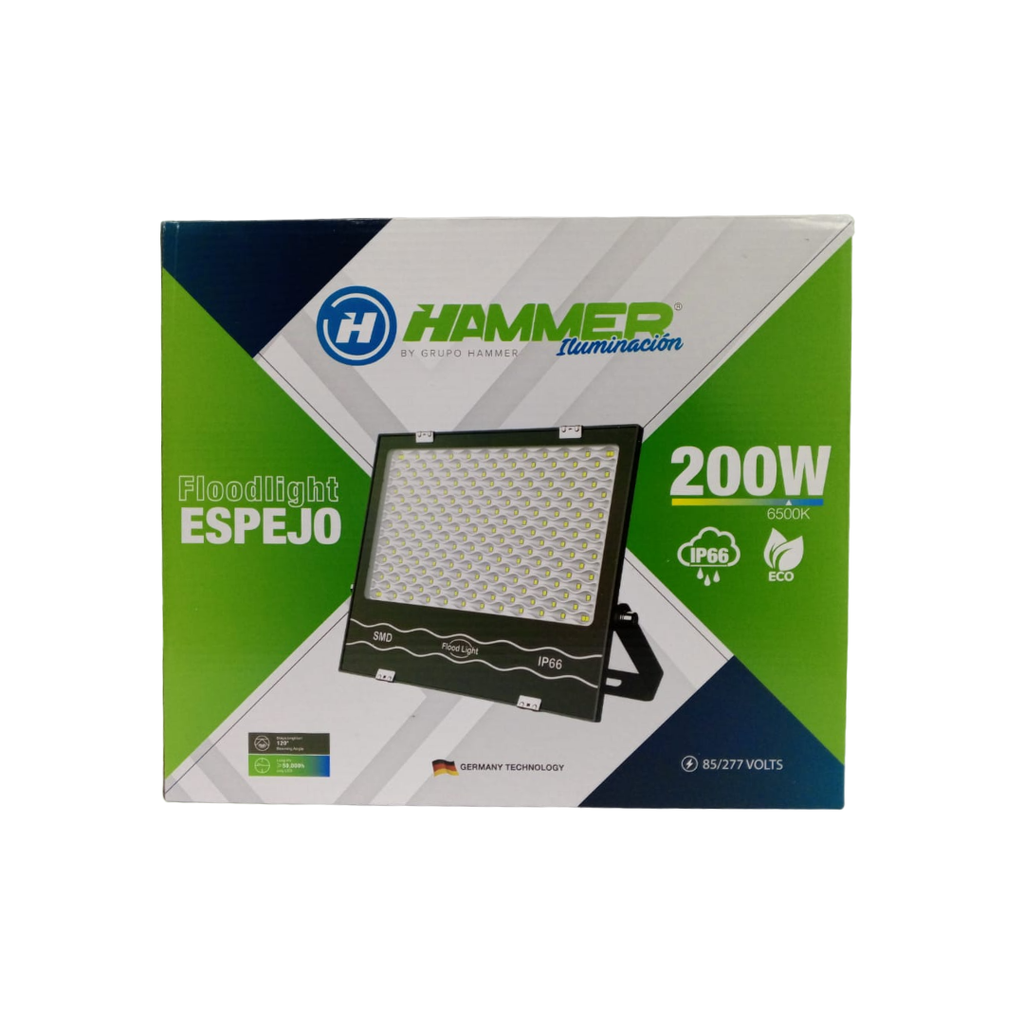 REFLECTOR LED - L.E - 200W - 85/277 VOLTS - 65K - 70 LXW - IP65 - 30.000HORAS - ECONOMY - TIPO ESPEJO