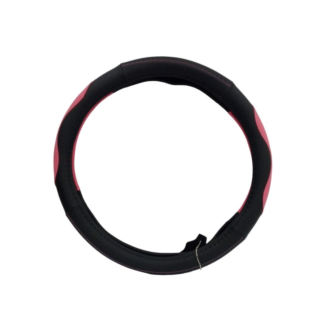 FORRO DE VOLANTE ESPECIAL CUERO NEGRO CON ROSADO