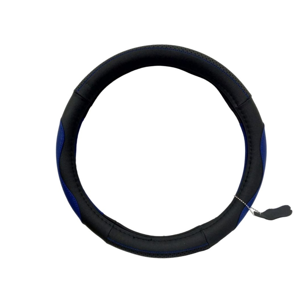 FORRO DE VOLANTE ESPECIAL CUERO NEGRO CON AZUL