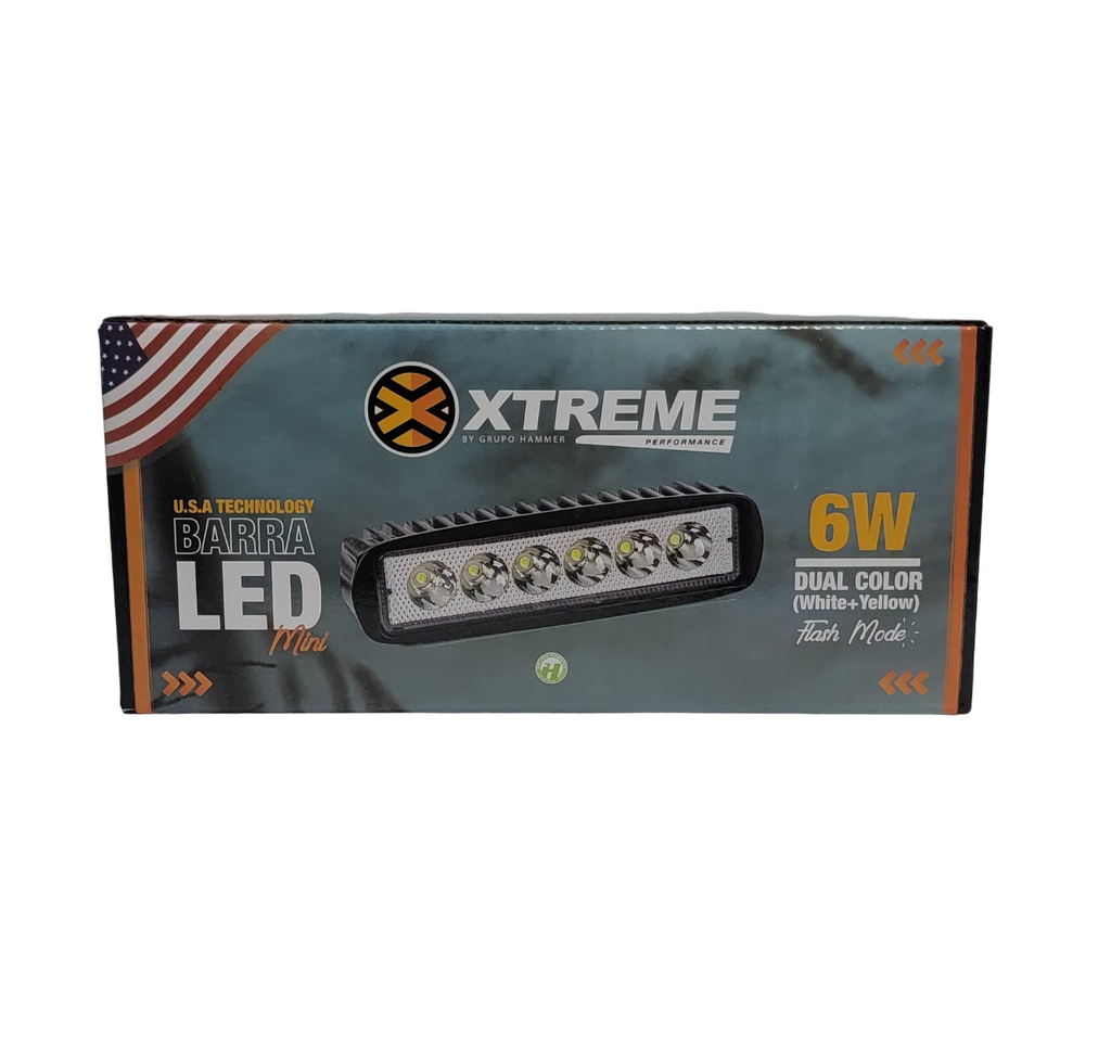MINI BARRA LED 6,5´´ 6W 10-30V 6LED BLANCO/AMBAR C/FLASH (E)