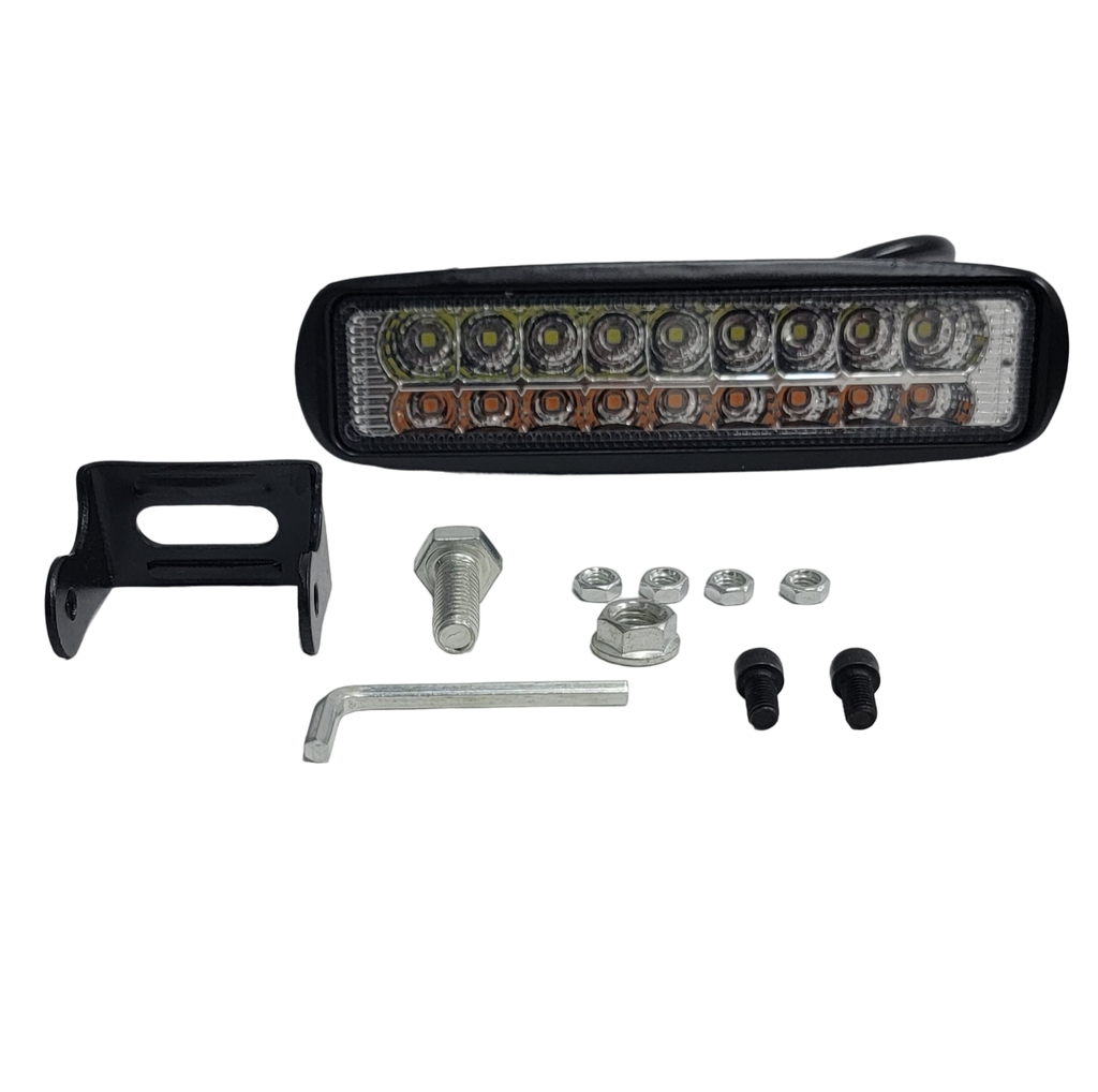 MINI BARRA LED 6,5¨ 18W 10-30V BLANCO/AMBAR C/FLASH (E)