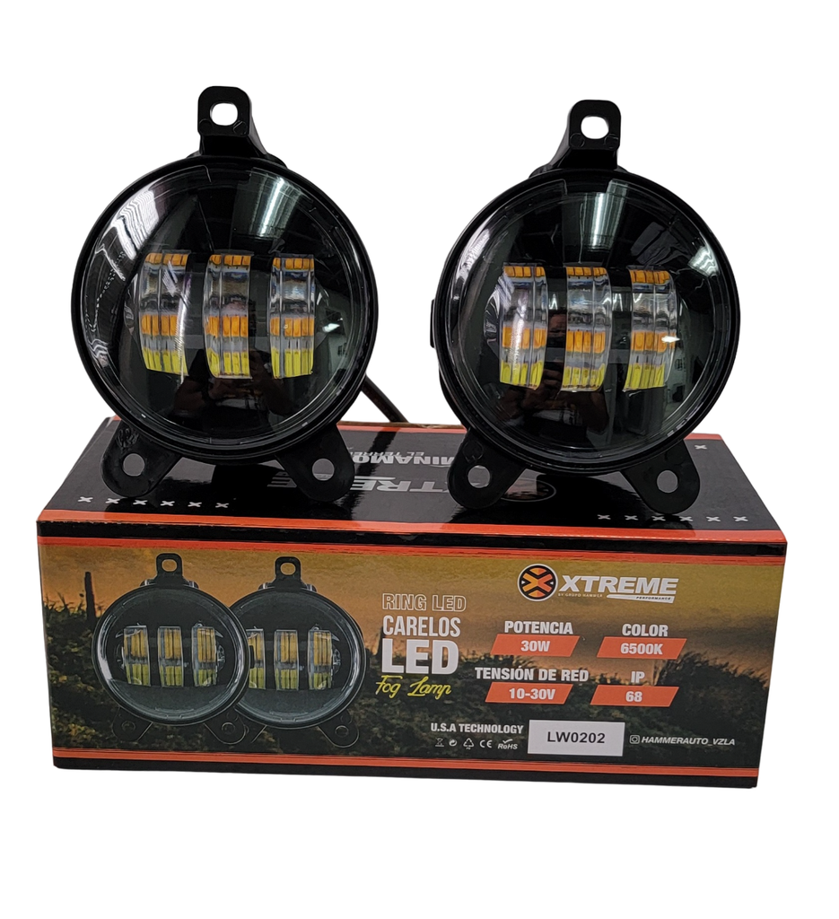 CARELO LED 4´´ 30W 10-30V BLANCO + AMBAR (PAR) 3BASES