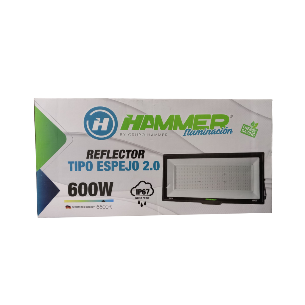 REFLECTOR MODELO ESPEJO 2.0 HAMMER / 600W / 6.500K / 85-277V / 75LM/W / IP65 / ALUM+GLASS / SMD