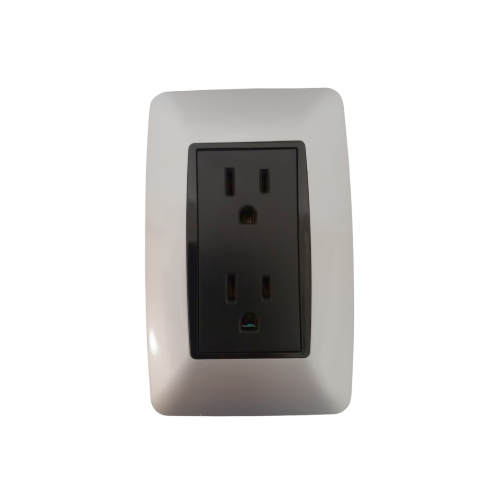 LUMISTAR TOMA DOBLE MODERNA P/EMPOTRAR PLATA, 127-250V 15AMP