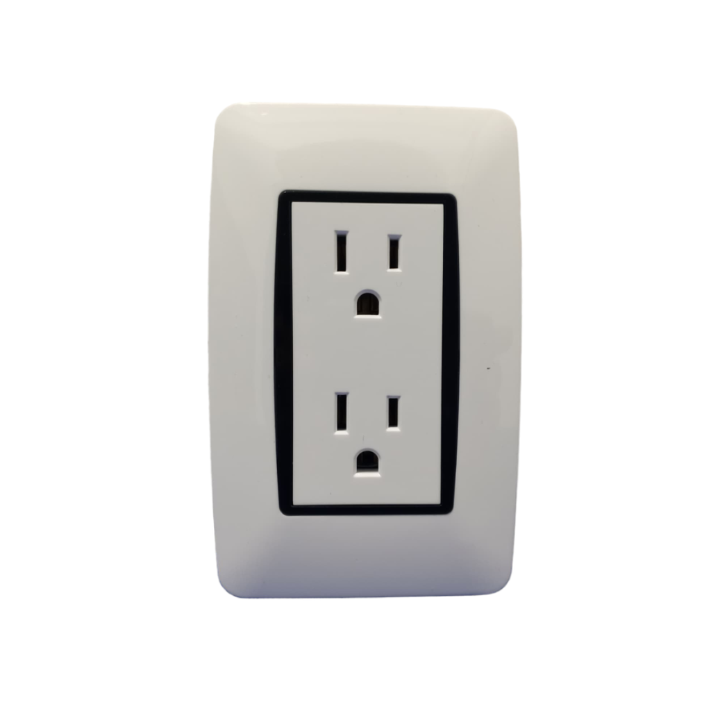 LUMISTAR TOMA DOBLE MODERNA P/EMPOTRAR, BLANCA 127-250V, 15AMP