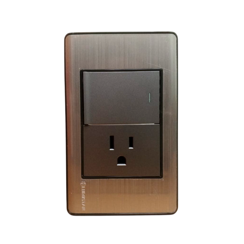 LUMISTAR INTERRUPTOR TOMA ELITE 3 WAY P/EMPOTRAR, PLATA 127-250V 16AMP