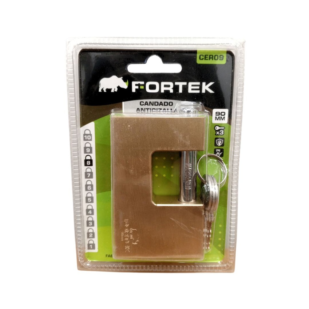 FORTEK CANDADO ANTICIZALLA DE BRONCE 90MM BLISTER
