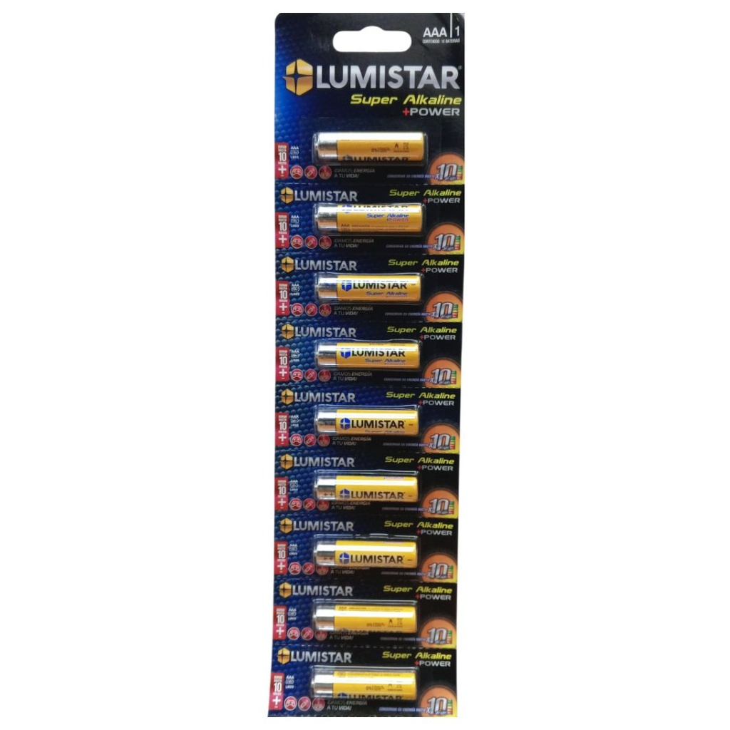 LUMISTAR BATERIA SUPER ALKALINE - AAA LR03 - 10PCS/BLISTER 1.5V