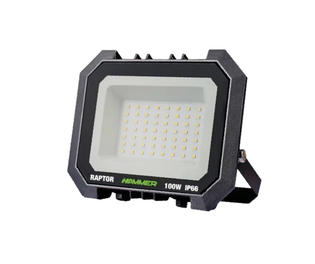  REFLECTOR RAPTOR100 / 100W / 85-305V / 6,500K / 120LM*W HILUMEN / IP66 / 90° BEAM / DOB / ALUMINIO + GLASS / PF0.9