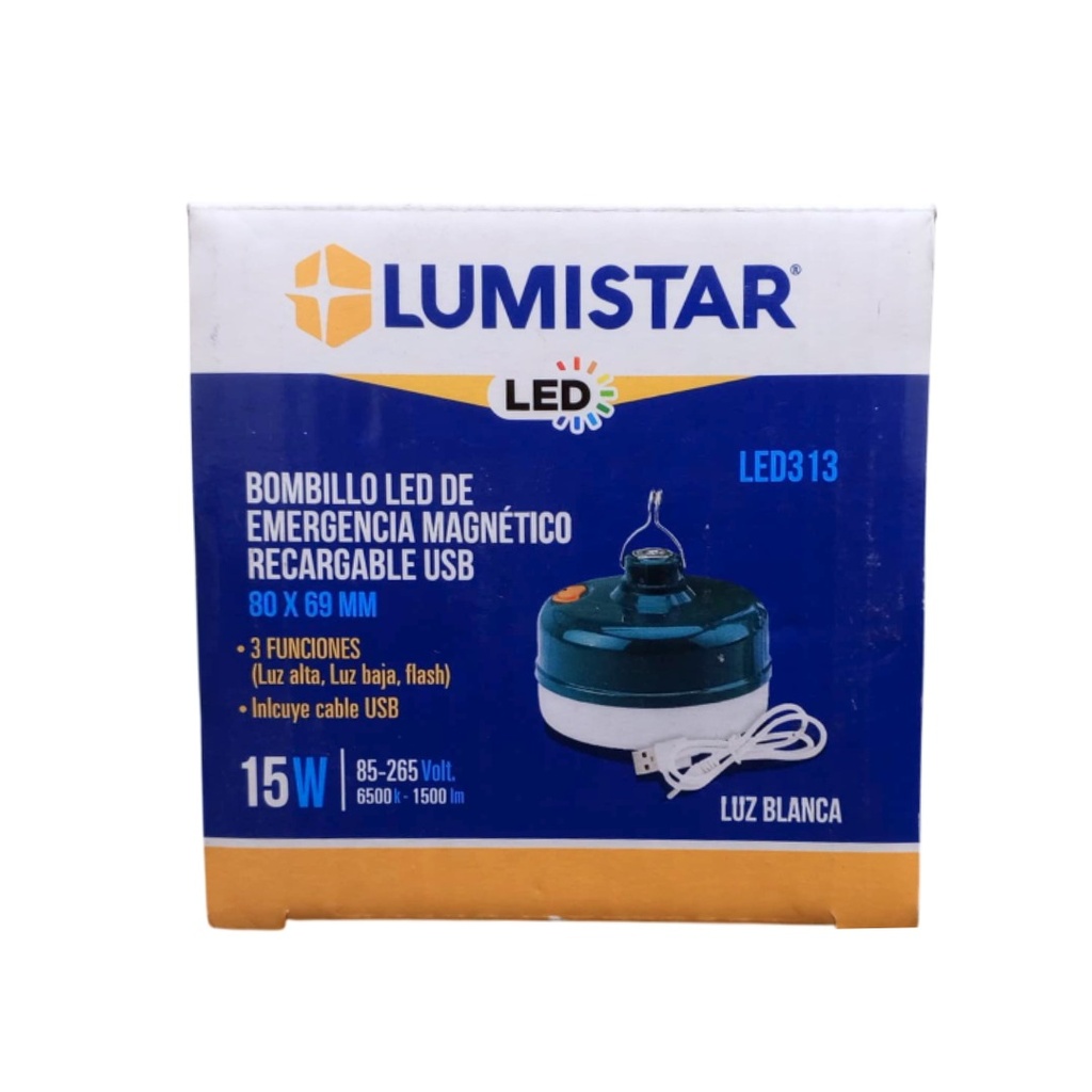 LUMISTAR BOMBILLO LED EMERGENCIA MAGNETICO 15W 85-265V 6-8 HRS 6500K