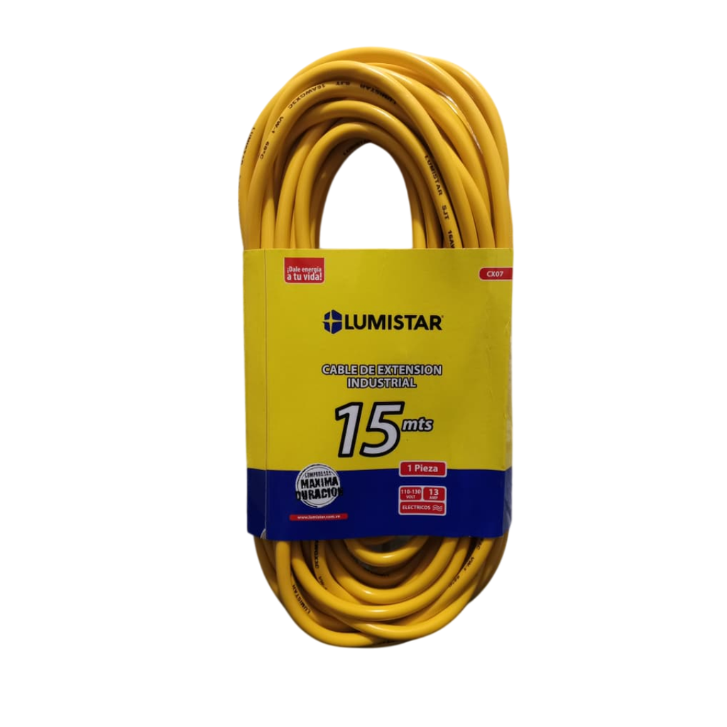 LUMISTAR CABLE DE EXTENSION INDUSTRIAL 15MTS 110-130V 13AMP