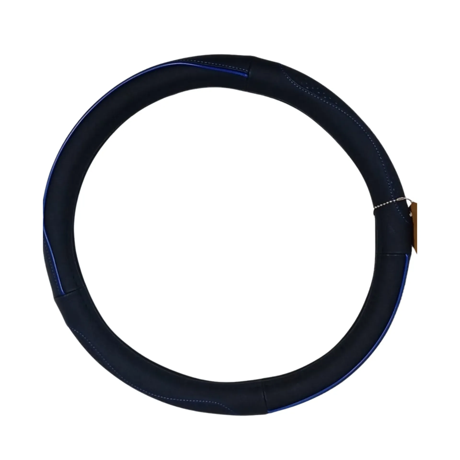 [FVS0203] FORRO DE VOLANTE CUERO NEGRO CON AZUL