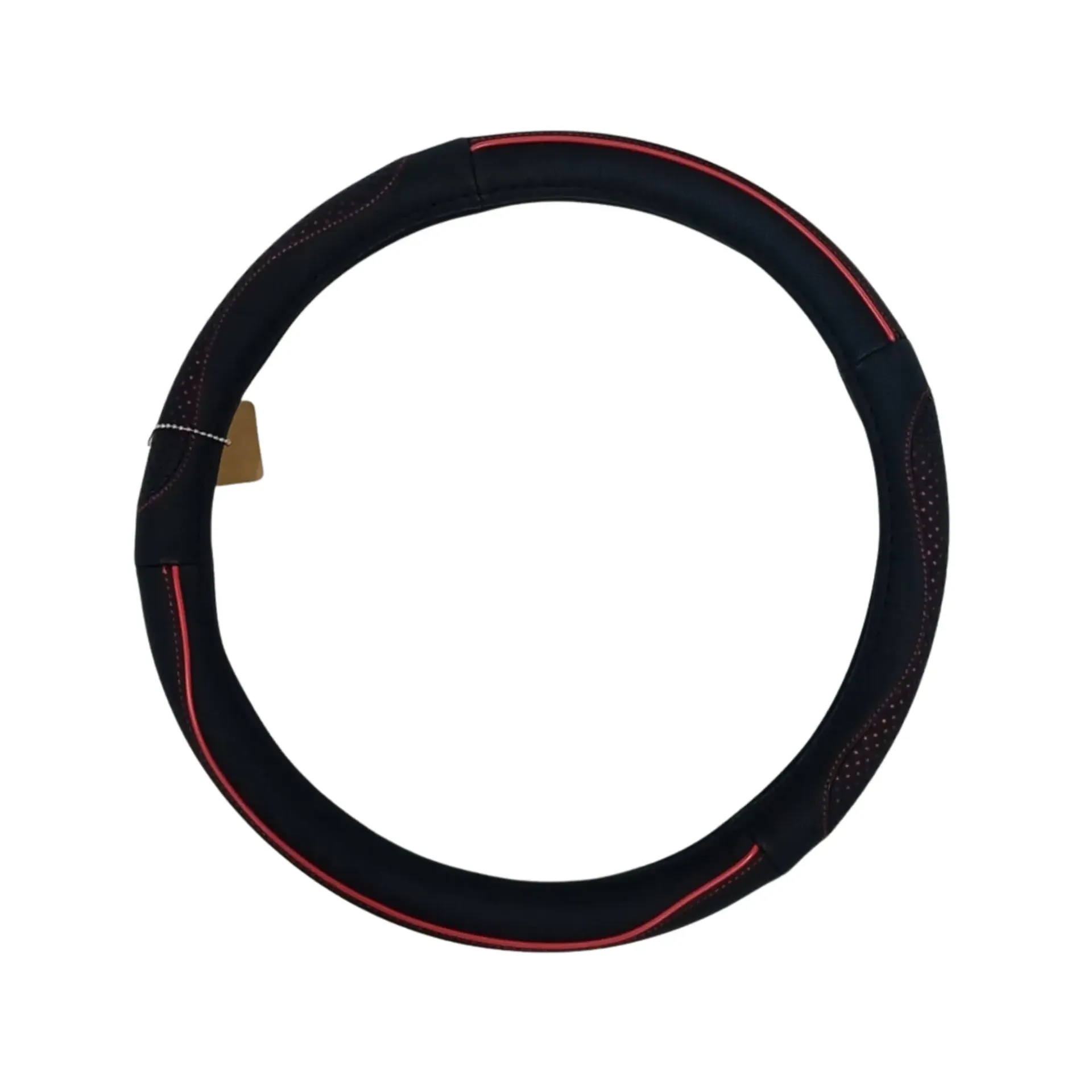 [FVS0204] FORRO DE VOLANTE CUERO NEGRO CON ROJO