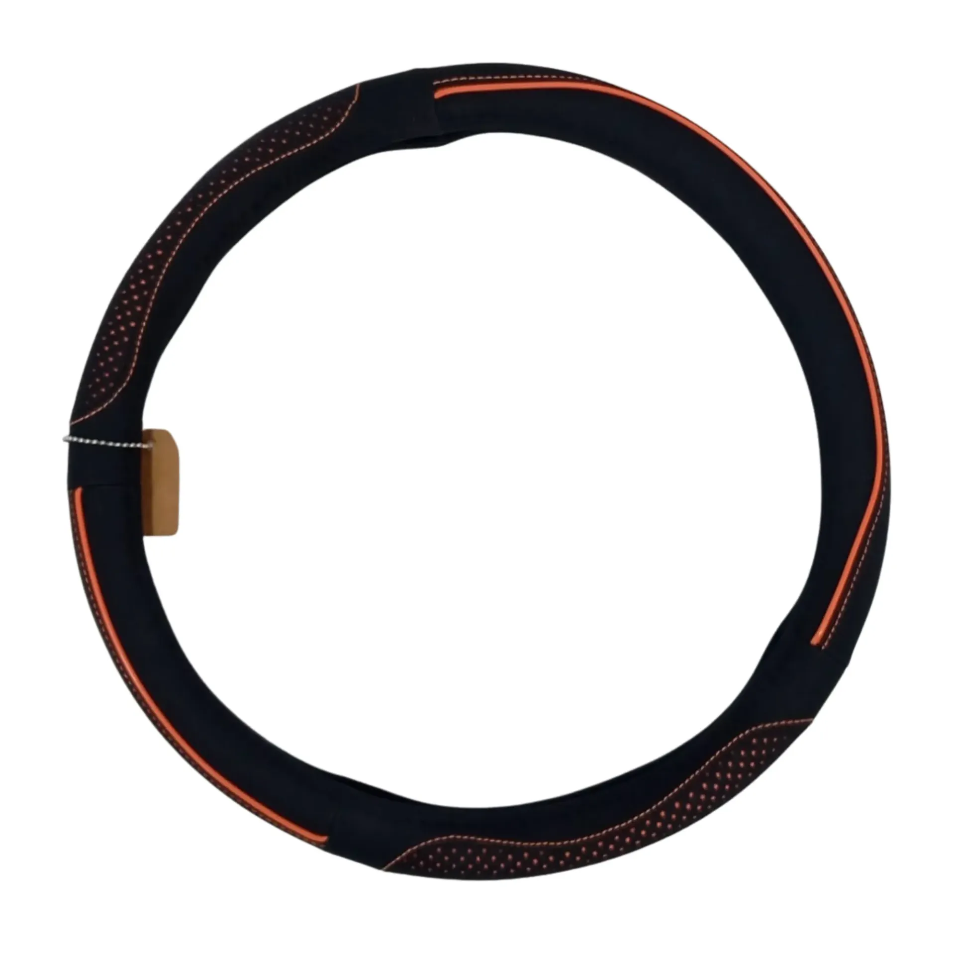 [FVS0205] FORRO DE VOLANTE CUERO NEGRO CON NARANJA