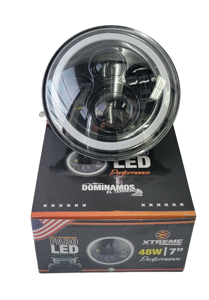 FARO LED 7" CIRC. 10-30V 48W OJO DE ANGEL BLANCO/AMBAR 70mm (UNIDAD)