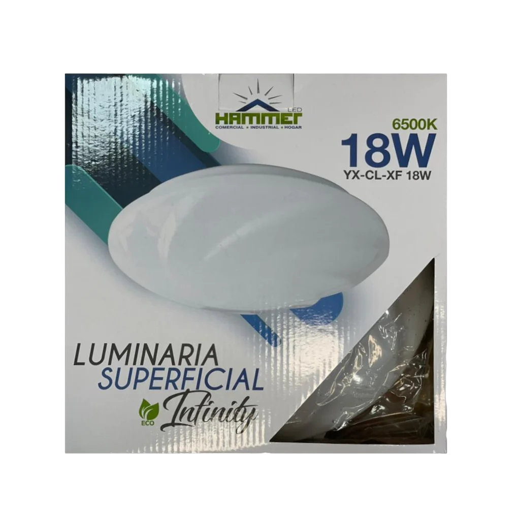 PANEL DECORATIVO SUPERFICIAL CIRCULAR - LED - 18W - 65K - MODELO INFINITY - 85/265 VOLTS - 90 L/W - IRC 80%-INTERIOR (E)