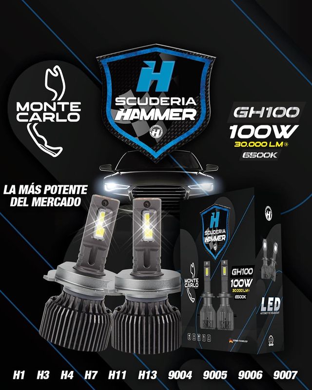 MONTE CARLO SCUDERIA GH100 30.000LM 100W H4 6000K