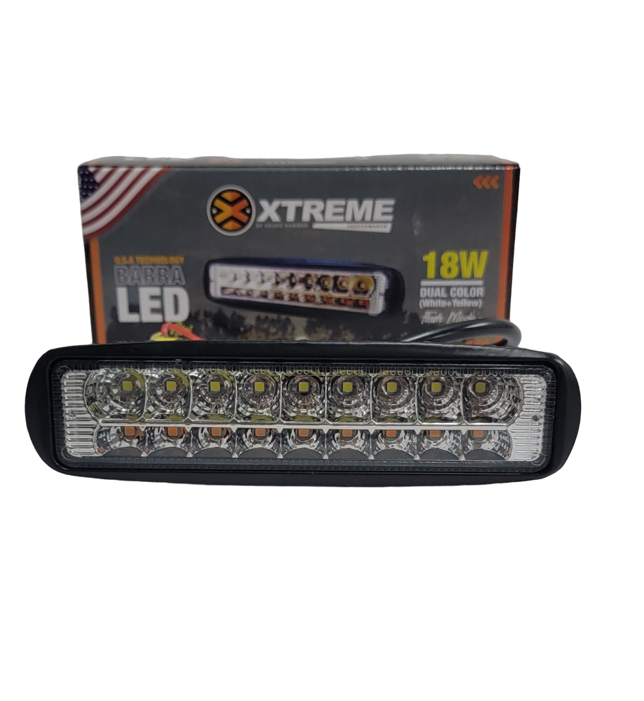 MINI BARRA LED 6,5¨ 18W 10-30V BLANCO/AMBAR C/FLASH (E)