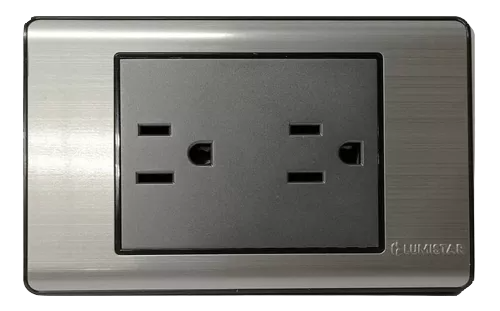 [SW50] LUMISTAR TOMA DOBLE ELITE P/EMPOTRAR,  PLATA 127-250V 15AMP