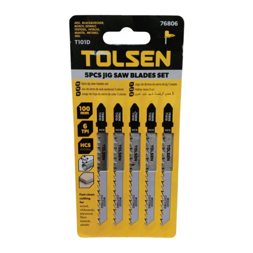 [TL0985] SET 5PCS HOJA SIERRA CALADORA T101D HCS 6TPI 100mm MAD-PLAST