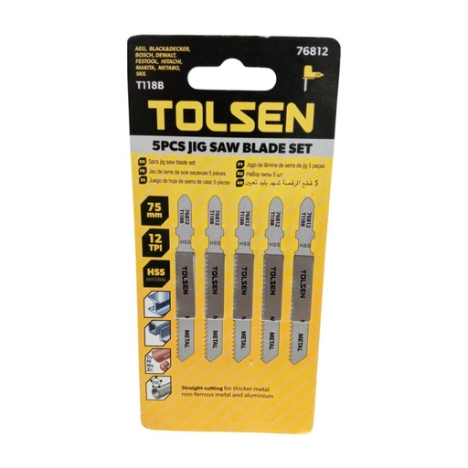 [TL0987] 5PCS HOJA SIERRA CALADORA T118A HSS 21TPI 75mm MET NO FERROSO-ALUM