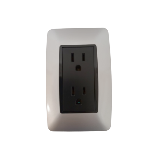 [SW81] LUMISTAR TOMA DOBLE MODERNA P/EMPOTRAR PLATA, 127-250V 15AMP