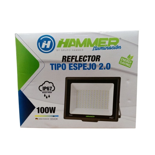 [RF0200] REFLECTOR MODELO ESPEJO 2.0 HAMMER / 100W / 6.500K / 85-277V / 75LM/W / IP65 / ALUM+GLASS / SMD (E)