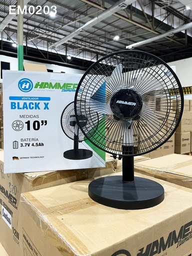[EM0203] VENTILADOR RECARGABLE BLACK X / BATERIA DE LITIO 4500MAH / 10" / PARA MESA / DURACIÓN 7HRS VELOCIDAD MINIMA 3HRS VELOCIDAD MAXIMA / LUZ INCLUIDA