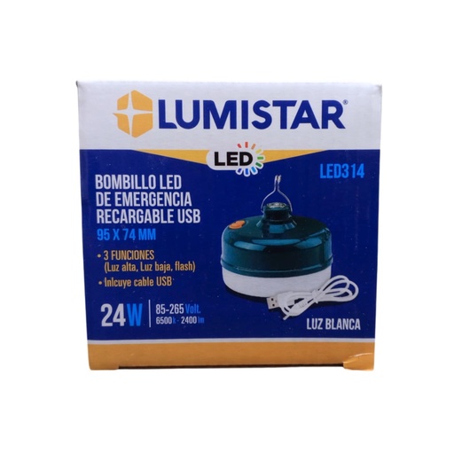 [LED314] LUMISTAR BOMBILLO LED EMERGENCIA MAGNETICO 24W 85-265V 6-8 HRS 6500K