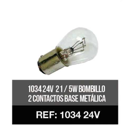 [HA0117] 1034 24V 21/ 5W BOMBILLO 2 CONTACTOS BASE METALICA HAMMER