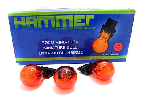 [HA0107] 3156 BASE PLASTICA 12V 1 CONTACTO HAMMER AMBAR