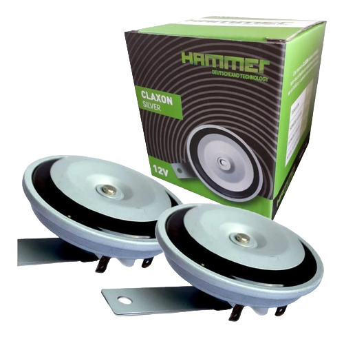 [HC0101] JUEGO DE CORNETA CLAXON PLATA 12V (HAMMER)