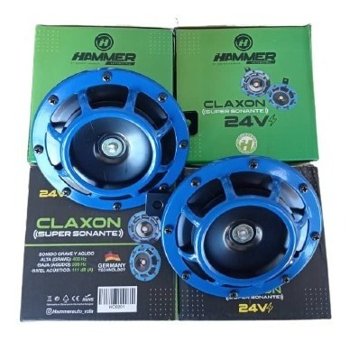 [HC0201] JUEGO DE CORNETA CLAXON SUPER SONANTE AZUL 24V (HAMMER)