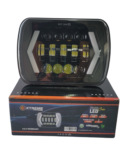 [FA0201] FARO LED 7´´ RECT. 10-30V 65W ALT/BAJ C/CRUCE AMBAR 65MM (UNIDAD)
