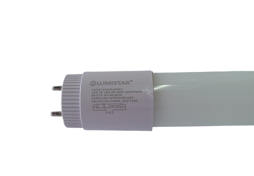 [LED97] LUMISTAR TUBO LED T8 LUZ BLANCA 18W, IP20 85-265V 6500K  1200MM